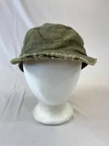 Green Cadet Cap Fitted Hat Distressed Bill Lined Interior Classic Casual Style - Bild 1 von 10