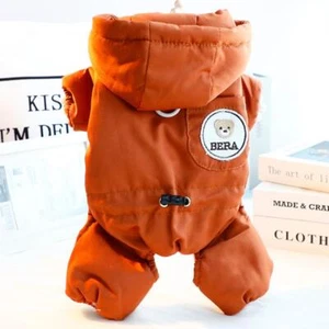 Casual Pet Dog Jumpsuit Warm Fleece Inside Dog Jacket Coat Dog Clothes for Small - Picture 1 of 8