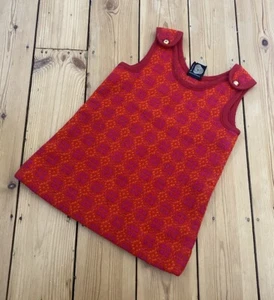 Vintage Welsh Tapestry Kinder Mädchen rot 100% Wolle Kleid traditionell selten - Bild 1 von 4