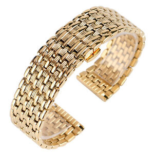 Men Watch Band Wrist Strap Gold Stainless Steel Bracelet Replacement 18/20/22mm