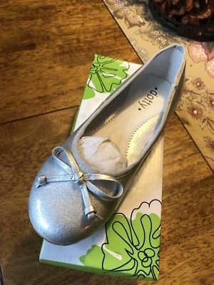 NIB New Dotty Silver Sparkle Ballet Flats Shoes 3 Zulily - Image 1 of 3