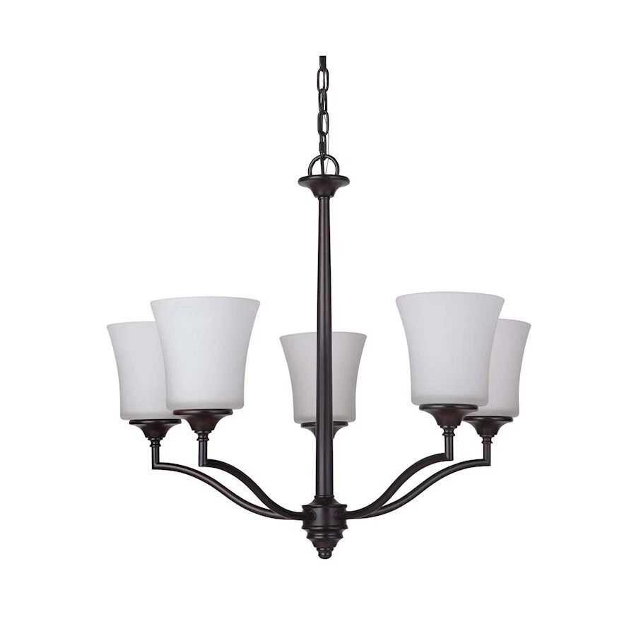 Craftmade Helena 5 Light Chandelier, Oiled Bronze w/White Frosted - 41725-OB - Image 1 of 1