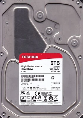 Toshiba HDWE160UZSVA  HDETS10GCA51 OCT/2016 6TB PCB: G3820A  3.5" SATA  A10-20 - Image 1 of 3