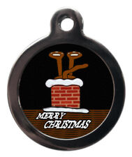 Pet Id tag - Merry Christmas rooftop dog & cat Tag 32mm or 24mm personalised
