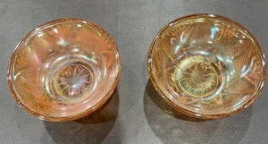 Set of 2 English Split Diamond Carnival Glass Sugar Bowls - Bild 1 von 3