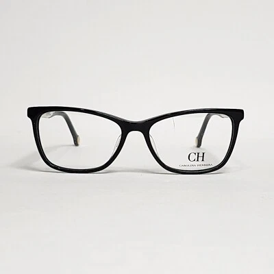 Carolina Herrera VHE771K Women's Rectangular Glasses in Black / Ivory | 53mm - Image 1 of 4