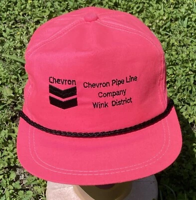 Gorra de golf vintage Chevron marca K Pipe Line guiño rosa cuerda ajustable con correa Foto 1 de 4