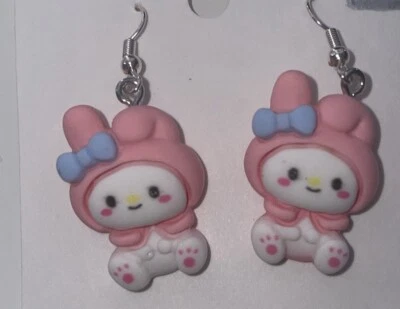 Pendientes Hello Kitty Kuromi Anime Hechos a Mano Rosa Kuromi Suave Sensación Acrílico Sanrio Foto 1 de 2