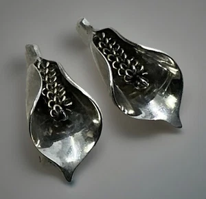 Rare GERTRUDE ENGEL - ANTON MICHELSEN Denmark 925S CALLA LILY Clip Earring 11.4g - Picture 1 of 11