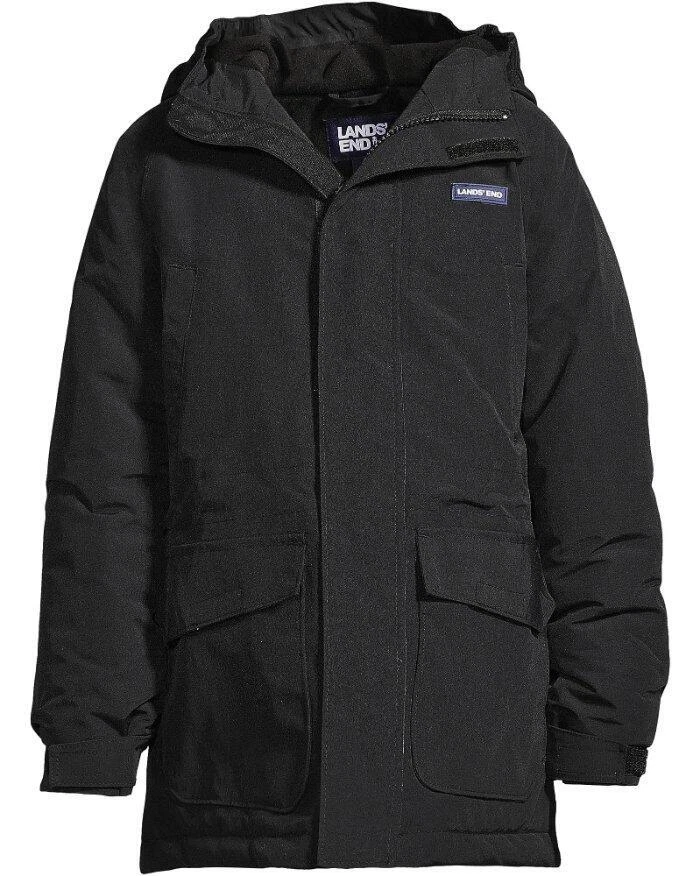 Parka impermeable forrada de lana negra LANDS' END Big Boys 8 nueva con etiquetas $130 Foto 1 de 1