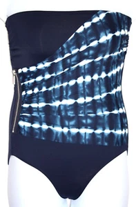 Traje de baño Michael Kors 8 azul Túnez sin tirantes de una pieza con cremallera en excelente condición - Imagen 1 de 4