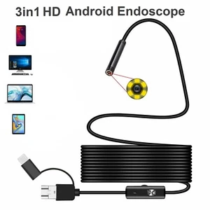 7mm HD Snake Endoscope Borescope Inspection Camera for USB Type C Android PC - Picture 1 of 32