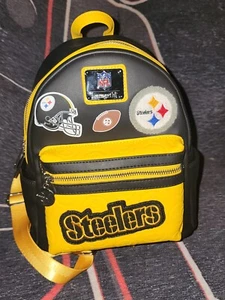 NWT NFL LOUNGEFLY PITTSBURGH STEELERS PATCHES MINI BACKPACK - Picture 1 of 17
