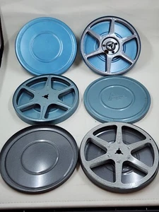 Lot of 3pcs Vintage 8mm Movie 5" Reel Metal /w Canister Case 3pack  - Picture 1 of 6