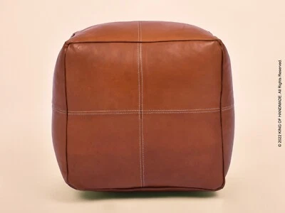 Unstuffed  square Ottoman Pouffe Moroccan , handmade footstool, Leather pouf - Image 1 of 4