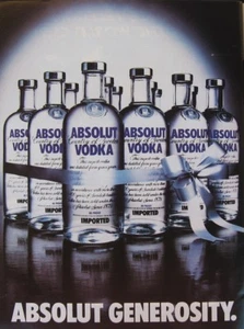 Absolut Vodka Großzügigkeit Printanzeige von 1991 - Bild 1 von 1