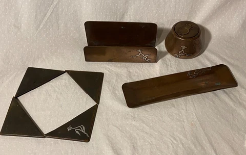 Heintz Sterling On Bronze Desk Set P-4 Cover