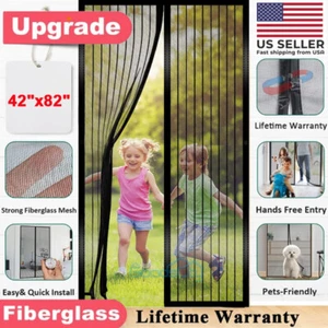 Magnetic Screen Door Mesh Curtain Heavy Duty Mosquito Net Bug Hands Free 82"x42" - Picture 1 of 15