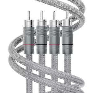 Coppia Cavo RCA Argento Massiccio Puro 4N HiFi Audio Interconnessione Filo RCA a RCA Spina - Foto 1 di 6