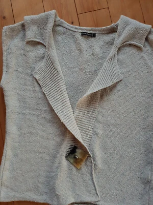 hochwertige Weste Leinen Strick Baumwolle natur S Muschelknopf - Bild 1 von 2