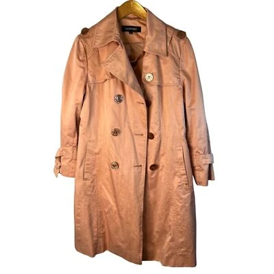 Ellen Tracy Trench Coat Size Petite Large Pink Classic Preppy Office Work - Image 1 of 4