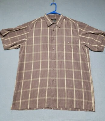 MARK EDWARDS Men's XL Button Shirt Short Sleeve Brown Luxury Microfiber Pocket - Image 1 of 4