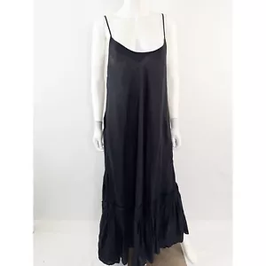 Maxi Vestido Maliparmi Negro Lino Talla 46 L Cuello Redondo Verano Playa Gótico Informal - Imagen 1 de 9