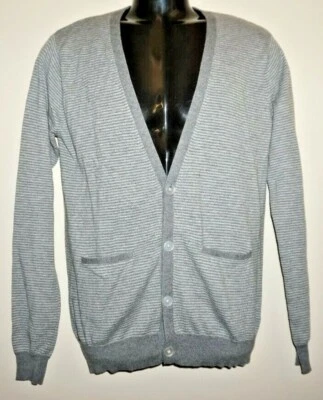 Band Of Outsiders Men's Cotton Wool Gray Striped Cardigan Sweater Sz 1 US Small - Imagem 1 de 4