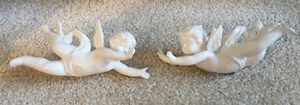 Ardalt Japan Pair White Bisque Cherub Angel Clips 6" Unusual #6205 FREE SHIPPING - Picture 1 of 11