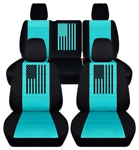 Fundas de asiento de auto delanteras y traseras para Jeep Wrangler 2007 a 2017 negro azul como nuevo - Imagen 1 de 1