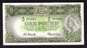 Australia R-34bS. (1961) Coombs/Wilson - One Pound STAR NOTE.. Prefix HE/87.. gF - Imagen 1 de 2
