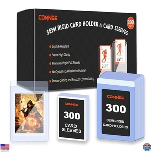 300ct Semi-Rigid Card Holders - Durable Sleeves for PSA, BGS, CSG Grading & TCGs - Picture 1 of 6