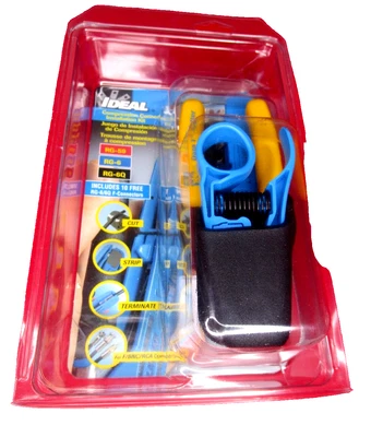 New~IDEAL~Compression Connector Installation Kit~10 RG-6/6Q F Connectors 33-622T - Image 1 of 4