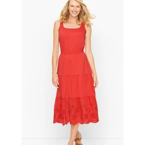 Neu mit Etikett Talbots Jersey Ösen Stufen Fit & Flare Midikleid koralle Damen Gr. SM - Bild 1 von 8