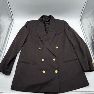 Vintage Augustus 100% Wool Double-Breasted Blazer Black Sz 12 - Picture 1 of 12