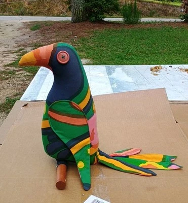Difícil de Encontrar Vintage Tela Marimekko 1982 Banbury Cross PARROT Pájaro Mod Ojo de Botón Foto 1 de 4