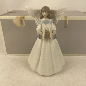 Lladro 5876 "Angelic Cymbalist" Glossy Porcelain Tree Topper Figurine With Box - Picture 1 of 13