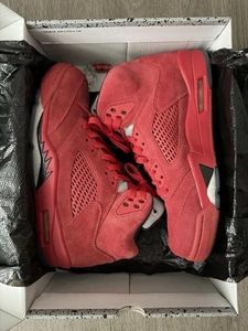 Size 8 - Nike Air Jordan 5 Retro Red Suede 136027-602 Preowned - Picture 1 of 6
