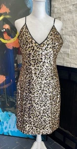 BB Dakota NWT  Leopard Print Short Sequin Spagahtti Strap Mini Dress Size 6 - Picture 1 of 12