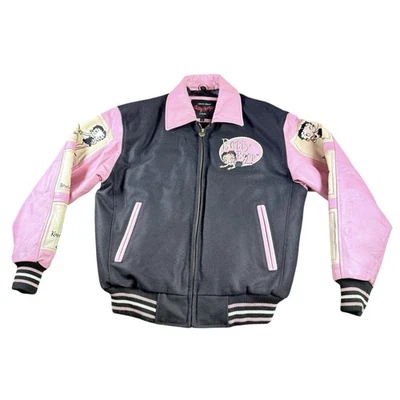 Chaqueta de lana de cuero Betty Boop 2004 auténtica Apparel rosa talla mediana para mujer Foto 1 de 4