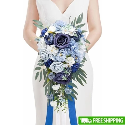 Bridal Bouquet Artificial Roses & Dahlia Wedding Decor Perfect Ceremony & Home - Image 1 of 4