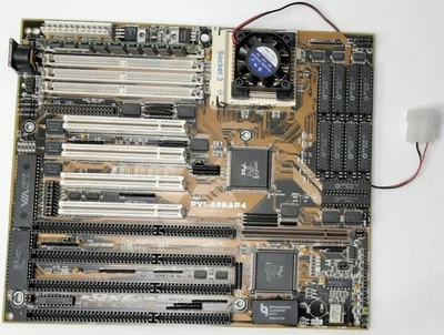 ASUS PVI-486AP4 VIP VLB ISA PCI 486 retro Mainboard + AMD 486DX4 100MHz + 16MB - Bild 1 von 3