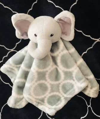 HB Hudson Bebé Gris Azul Elefante Lovey Manta de Seguridad Felpa Círculos 14x14 Inc Foto 1 de 4