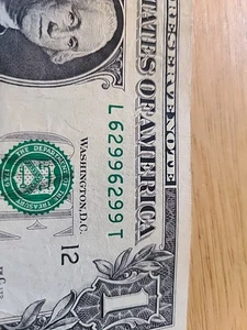 62996299. $1 FRN Fancy Repeater Serial Number. - Picture 1 of 3