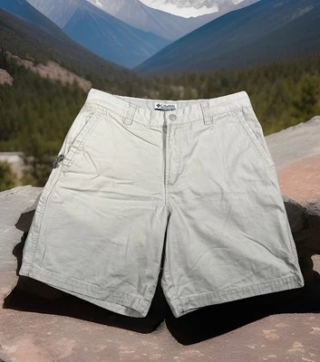 VTG Columbia Cargo Shorts Women's 10 Ivory 100% Cotton Zip-Fly Snap Button - Image 1 of 4
