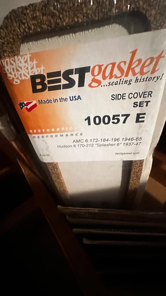 Junta de cubierta lateral Amc, Hudson. 6cyl, 170-172-184-196-212 1937-65 Foto 1 de 1