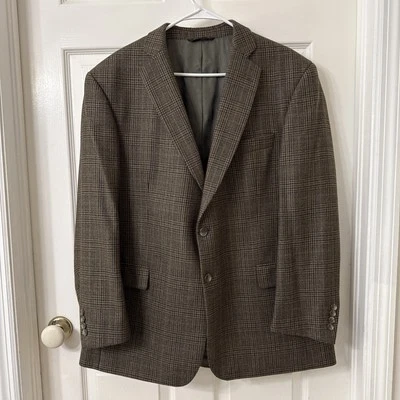 Blazer Abrigo Deportivo Botany 500 44 Corto Marrón a Cuadros 100% Lana de Cordero  Foto 1 de 4