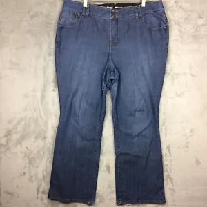 Denim Lane Bryant Bootcut talla grande 22 lavado medio 32 pulgadas entrepierna abdomen apretado - Imagen 1 de 22