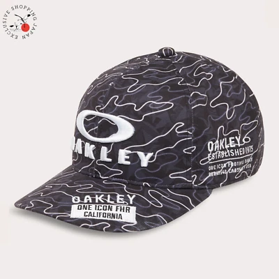 Oakley Golf Men's Fixed Cap Hat 25.0 Adjustable Dry Ellipse 2025 New Black Print - Image 1 of 4