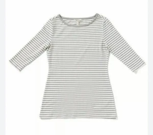 matilda jane Women's  XS 3/4 Long Sleeves Shirt Gray White Stripes - Picture 1 of 5